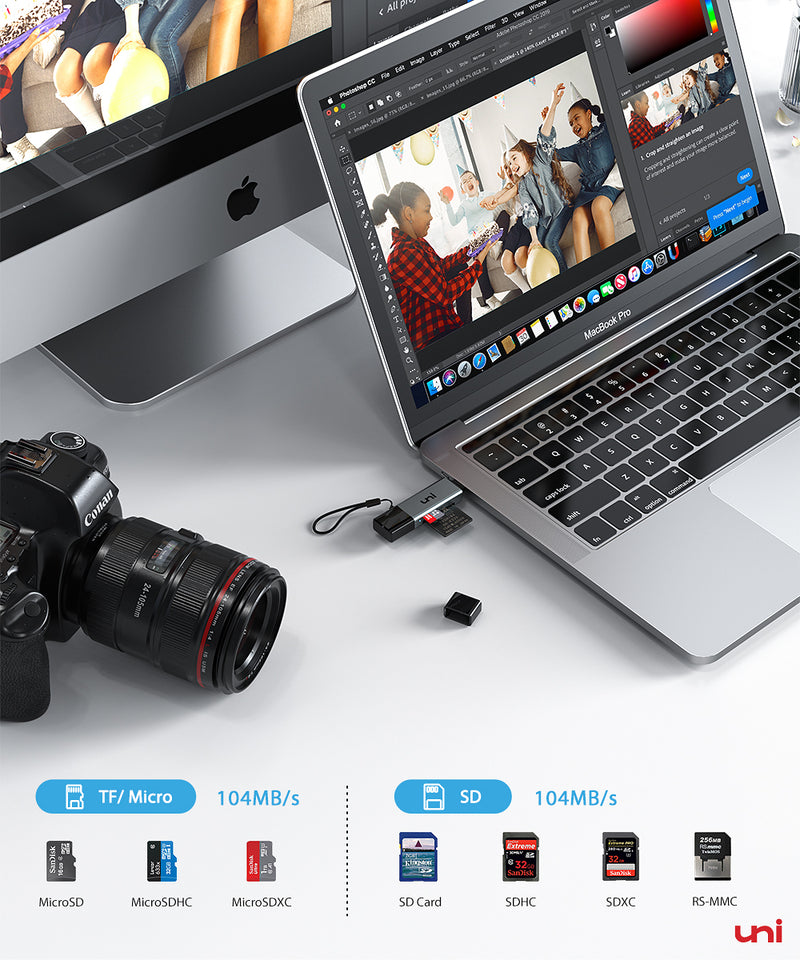 USB C & USB 3.0 to SD/MicroSD Card Reader | UHS-I | PIXEL