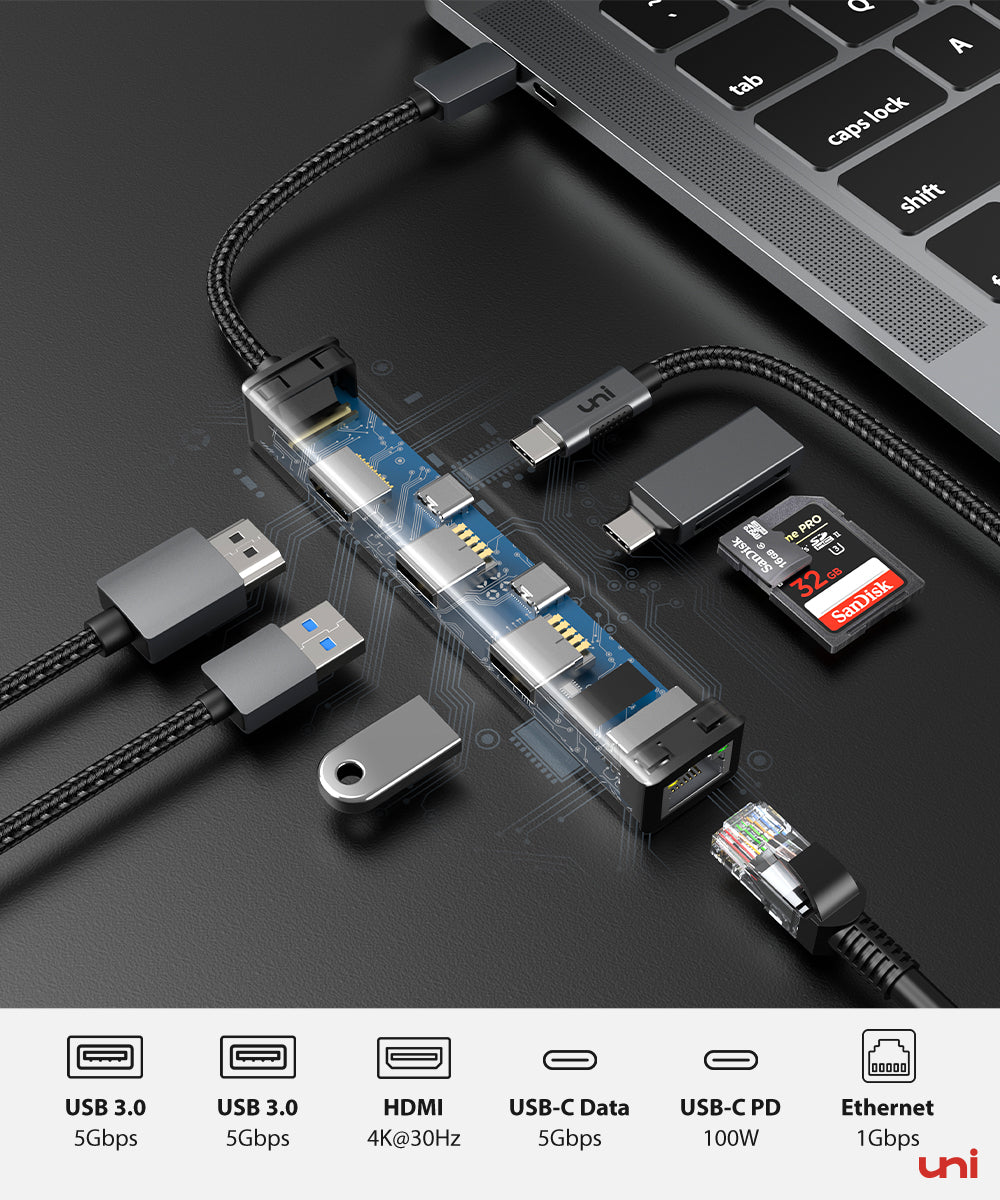 Unet | Concentrador USB-C (6 en 1) | PD