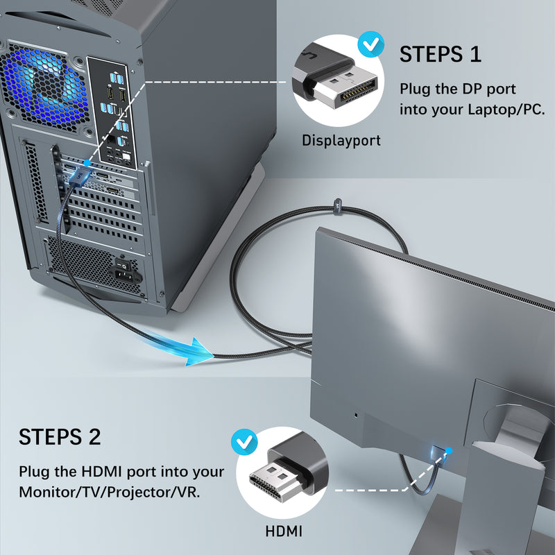 DisplayPort to HDMI Cable 4K@30Hz | DISPLAY