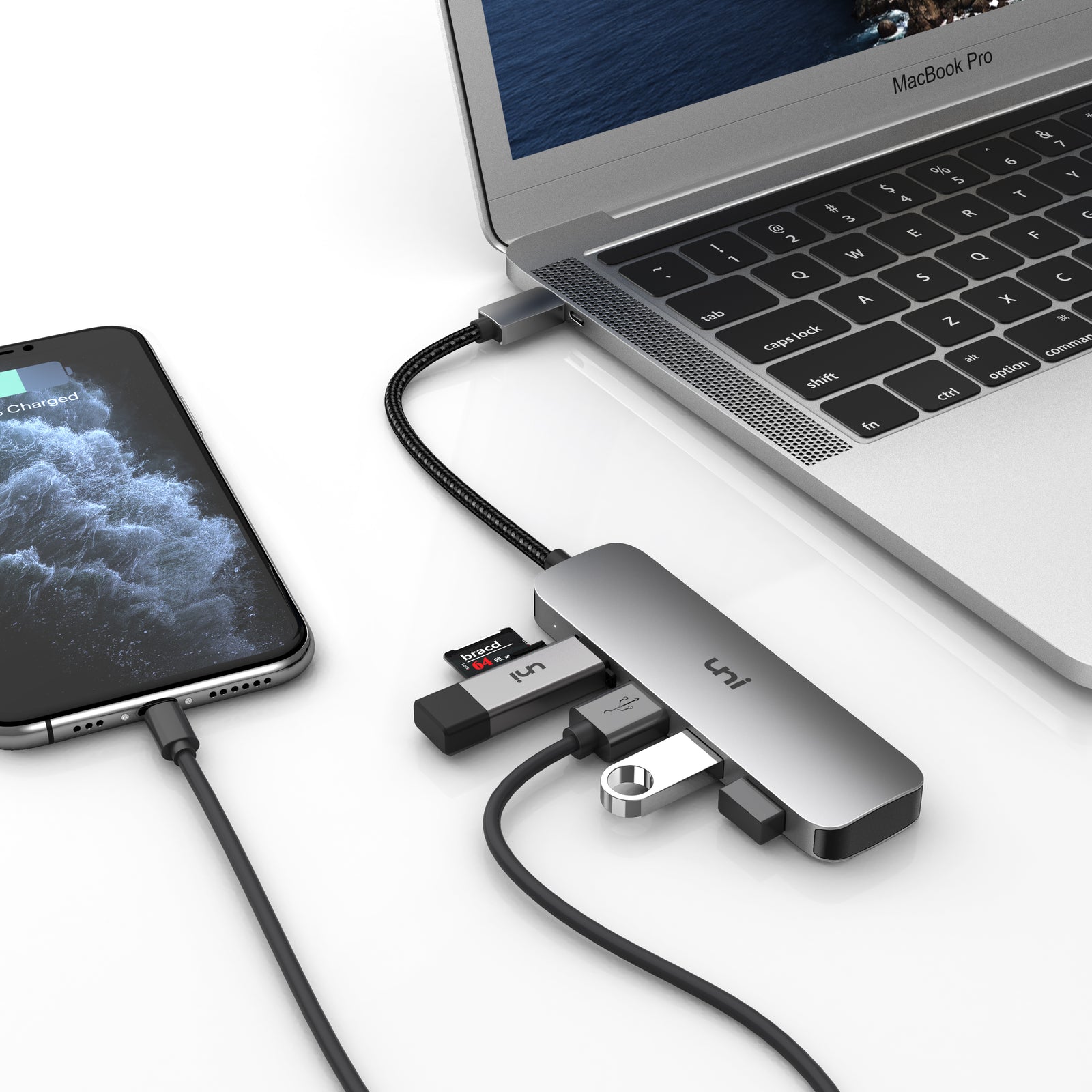 D2 Diffusion Hub USB-C 4 ports USB 3.0 pour PC, PC portable et MacBook