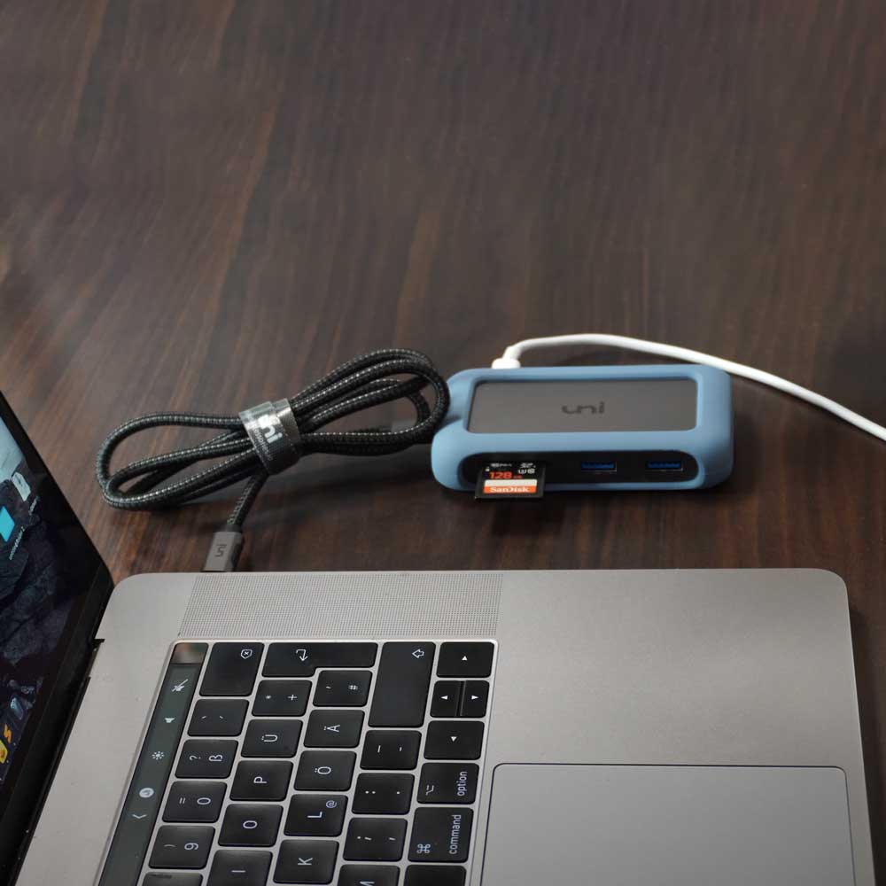 USB C Hub 3ft Detachable Cable, Ethernet, 4K60Hz HDMI, PD, USB | uni®