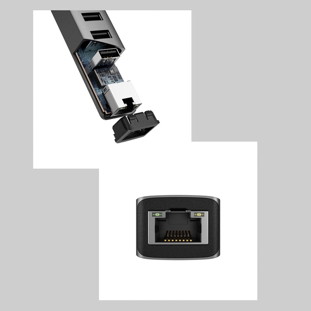 Adattatore Convertitore USB-C™ Ethernet Gigabit con Hub 3 porte USB-A 3.0 IDATA USB-ETGIGA-3C2 Adattatore Convertitore USB-C™ Ethernet Gigabit con Hub 3 porte USB-A 3.0 IDATA USB-ETGIGA-3C2