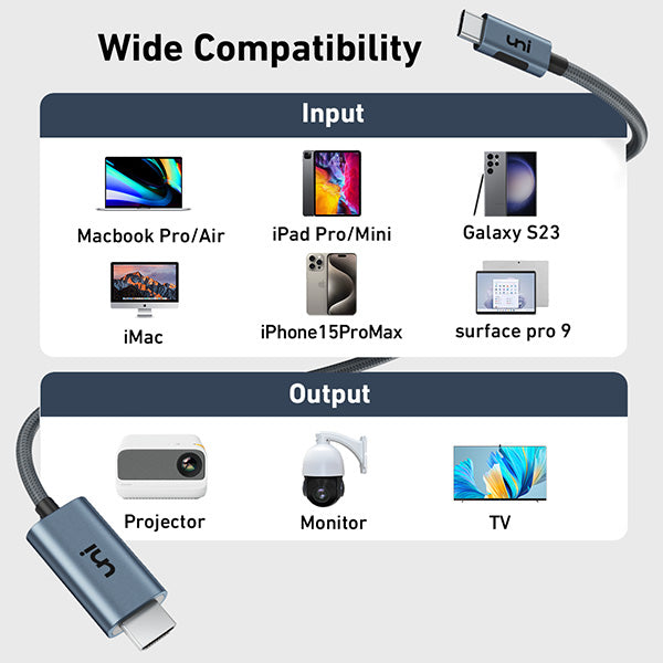 USB-C to HDMI Cable 8K | SCREEN ++ - uni USB-C to HDMI Cable 8K | SCREEN ++ - uni