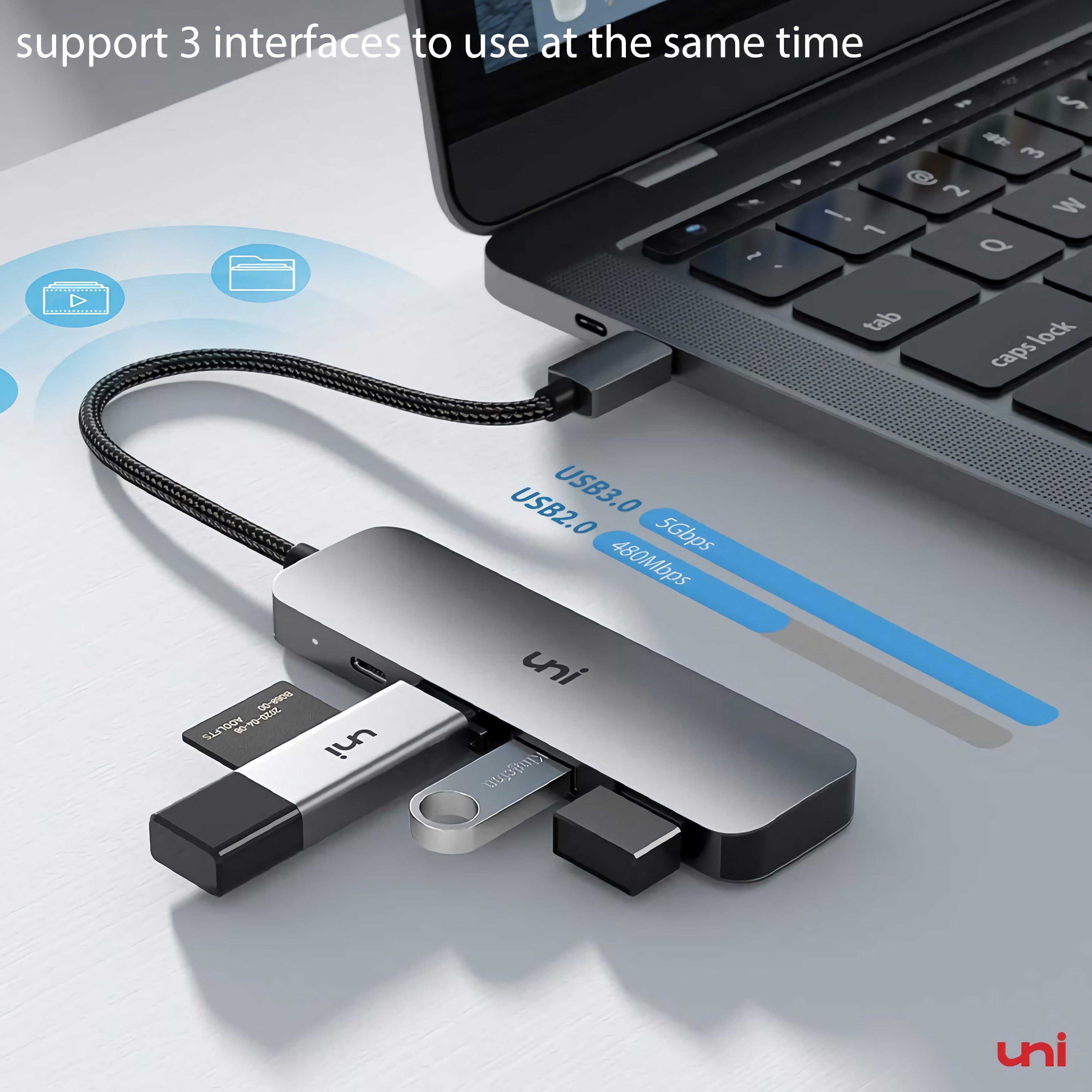 4-Port USB-C Hub  4-in-1 Data Expansion Adapter