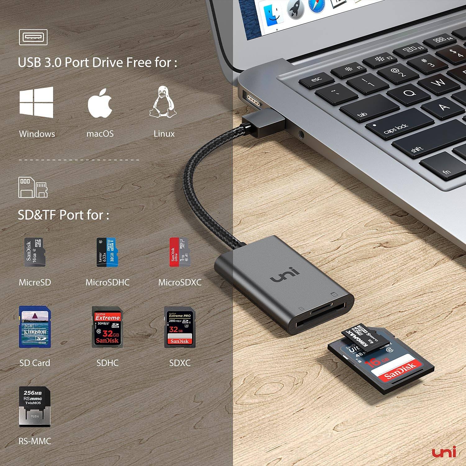 Card Reader. USB 3.0 Micro/SD Card Adapter USB, uni®