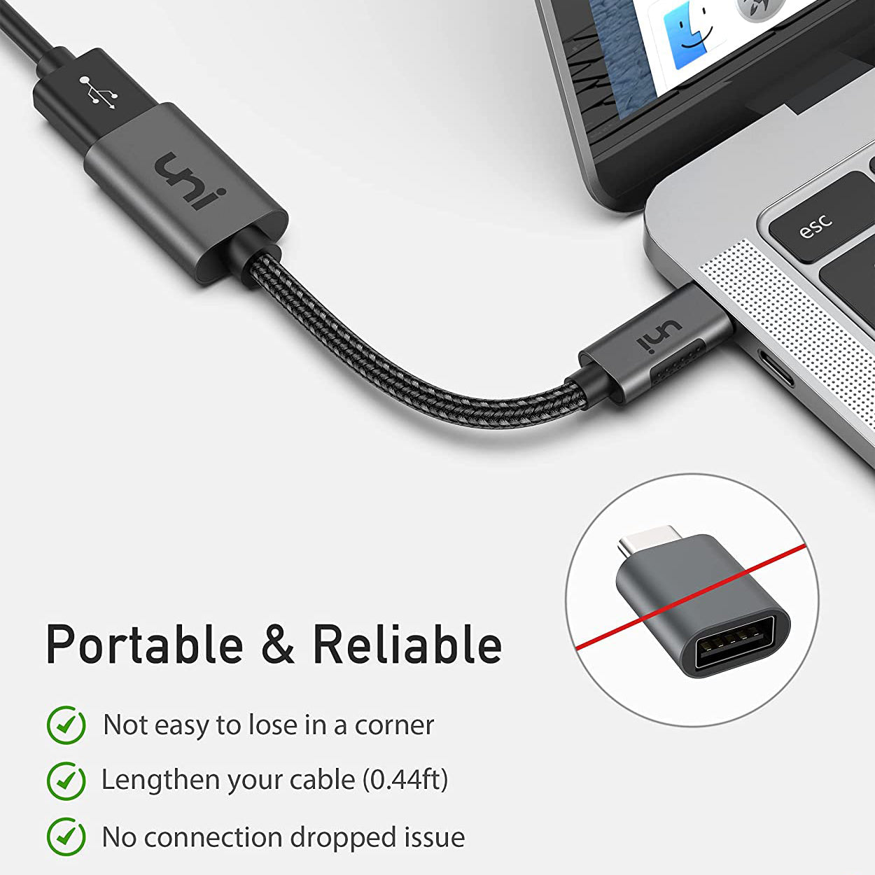 USB C Adapter, Type C to USB Adaptor, USB C Dongle, Aluminum