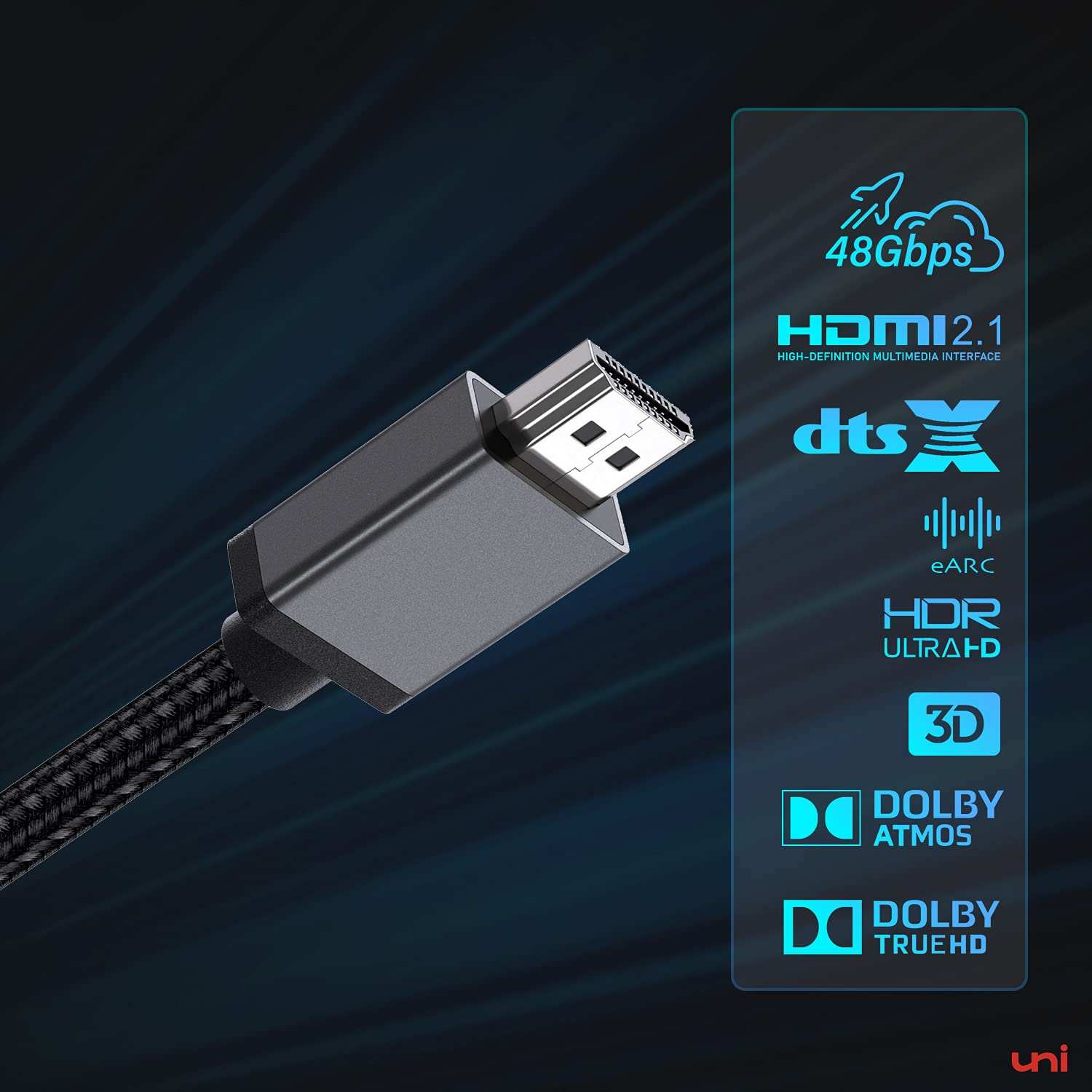 HDMI 2.1 Cable 8K@60Hz HDMI to HDMI Cable | uni