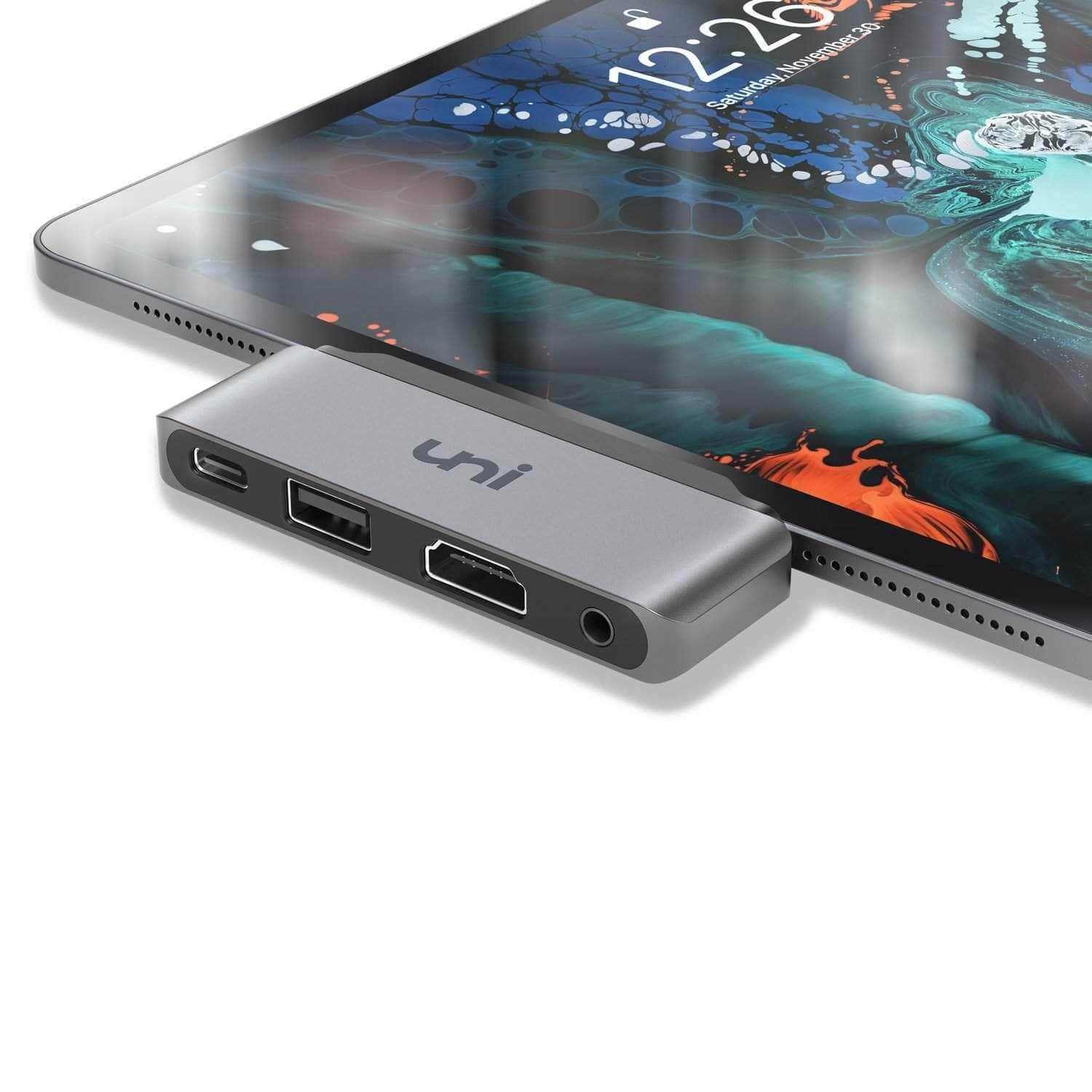 Stien Tilsvarende Postkort uni® USB C to 3.55mm Hub for iPad Pro w/ USB C Headphone Jack, 4K HDMI