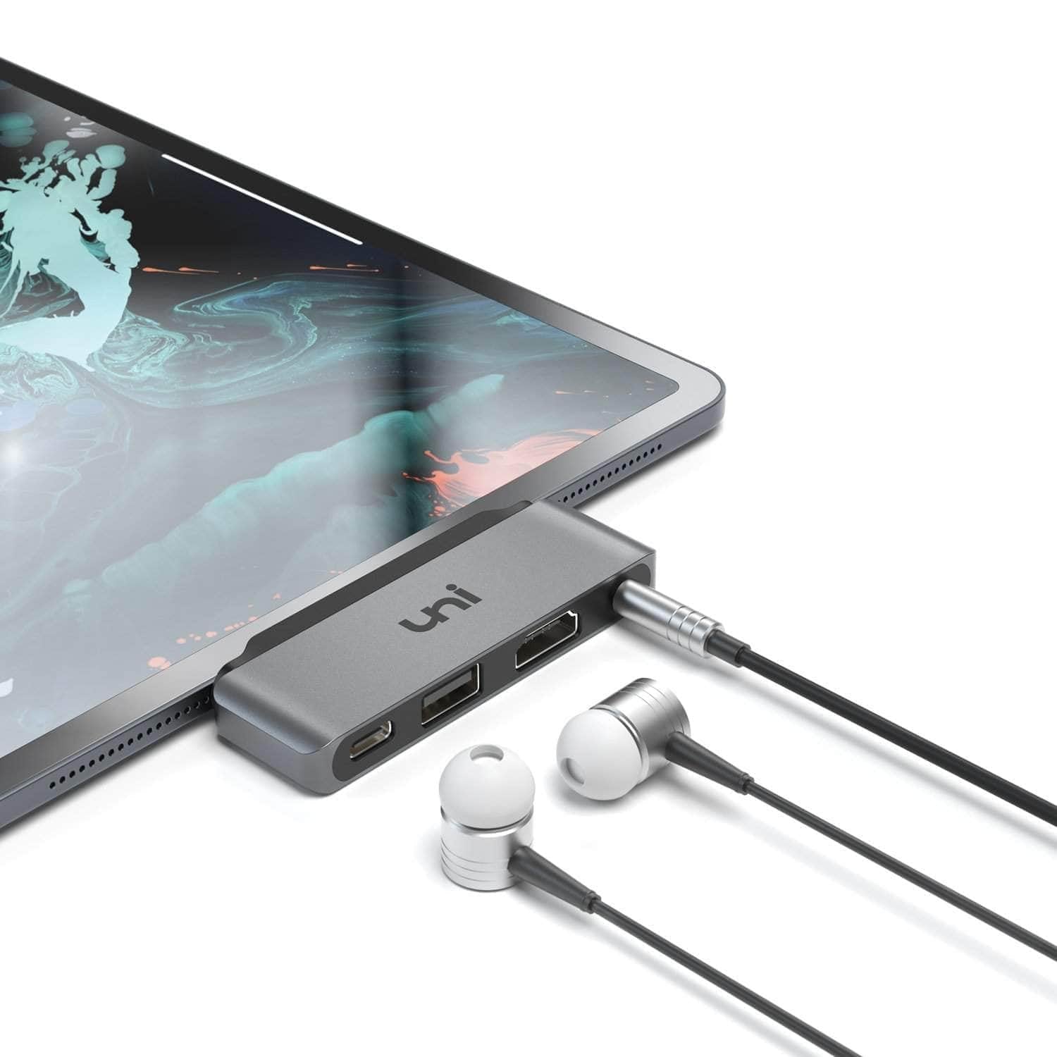 Stien Tilsvarende Postkort uni® USB C to 3.55mm Hub for iPad Pro w/ USB C Headphone Jack, 4K HDMI