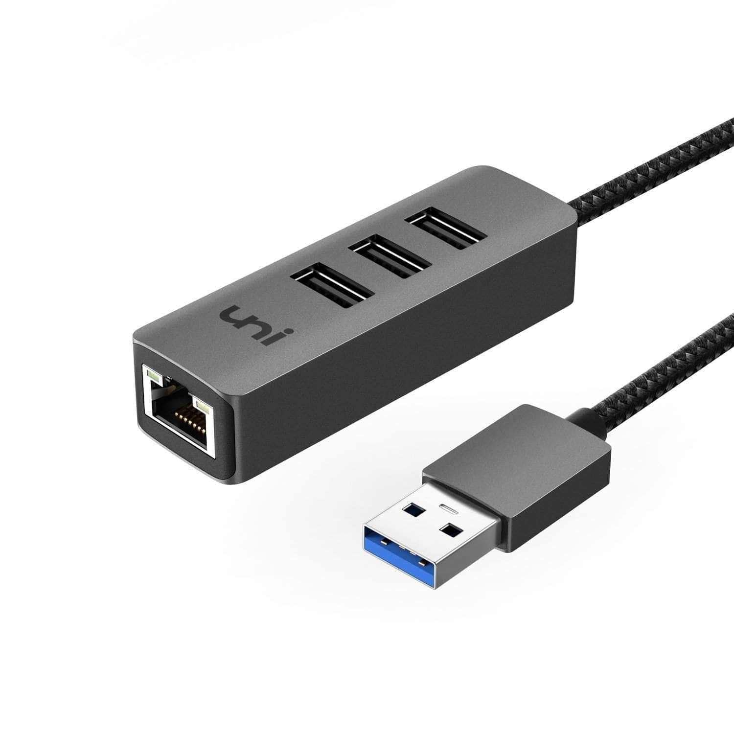 USB Hub with Gigabit RJ45 USB Adapter | Aluminum | uni®