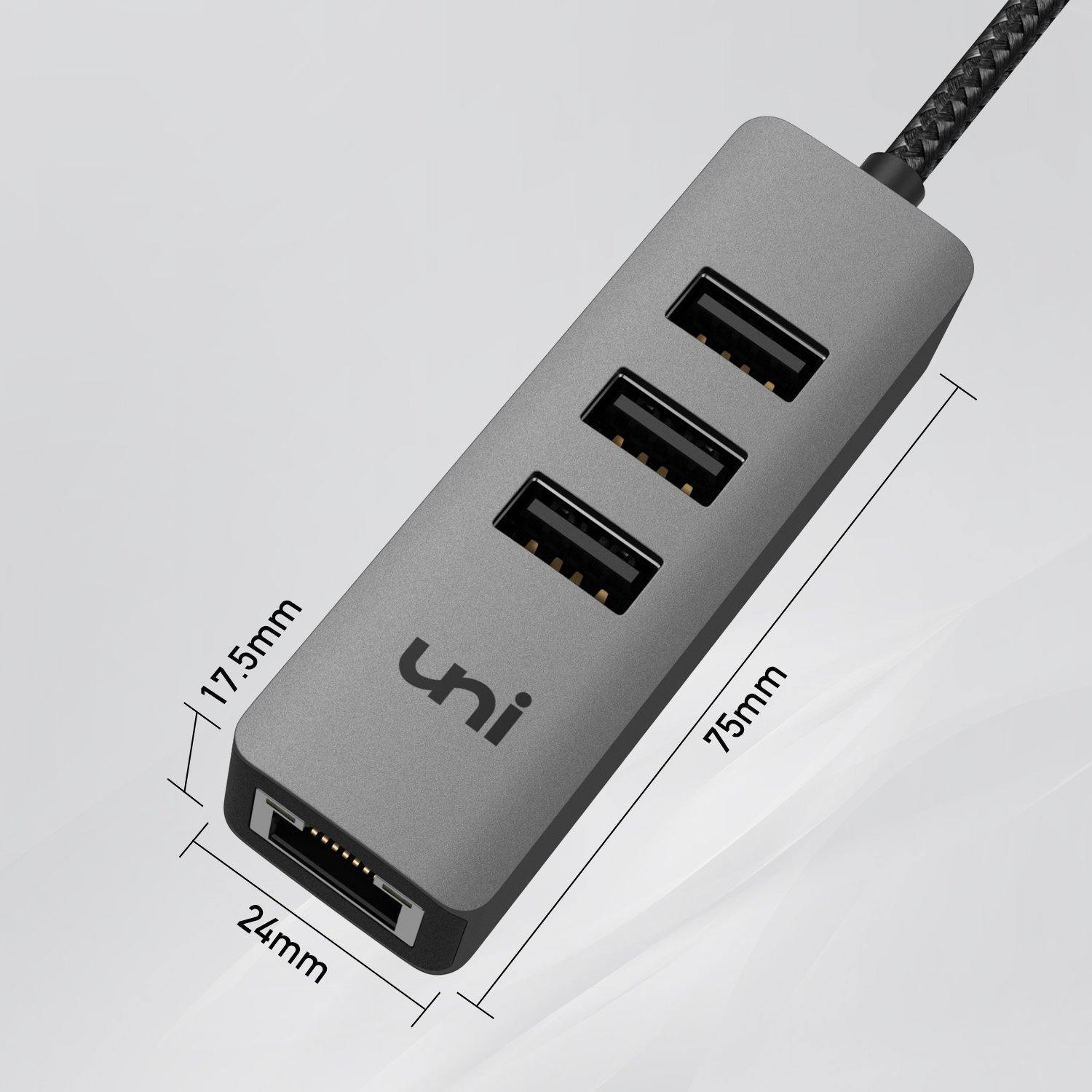 133481 USB-C to 3-port USB 3.0 Hubs with Gigabit adapter - Equip